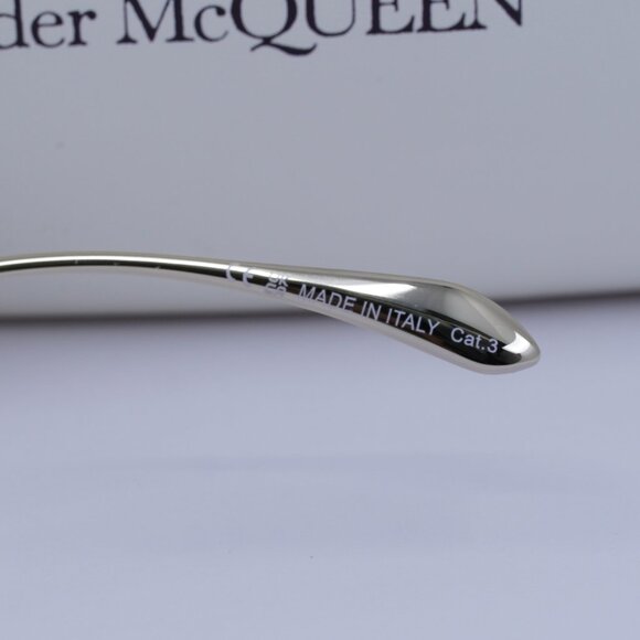 Alexander McQueen AM0372S 002 Sunglasses Gold Aviator Frame, Brown Lenses - Picture 7 of 11